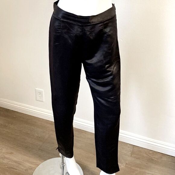 Vintage 90s Guess Collection Nylon Blend Straight Leg Black Dress Pant Trousers - Picture 2 of 6